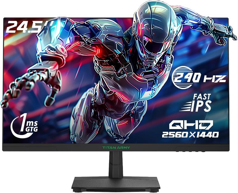 Photo 1 of 24.5 Inch 240Hz 1440p Gaming Monitor,QHD 2560 x 1440p Fast IPS 1ms GTG,Adaptive Sync,126% sRGB,HDR10,Low Blue Light VESA 100x100,HDMI 2.0 DisplayPort 1.4 Vertical Gaming Monitor P2510S
