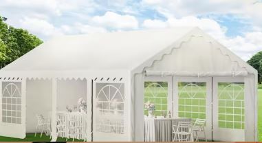 Photo 1 of 12 ft. x 26 ft. Large Outdoor Canopy Wedding Party Tent in White with Removable Side Walls
