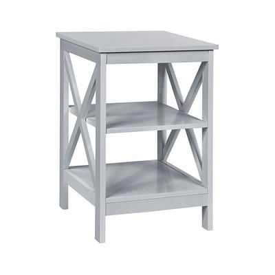 Photo 1 of 3-Tier X-Design Nightstands with Storage Shelves for Living Room Bedroom-Gray
