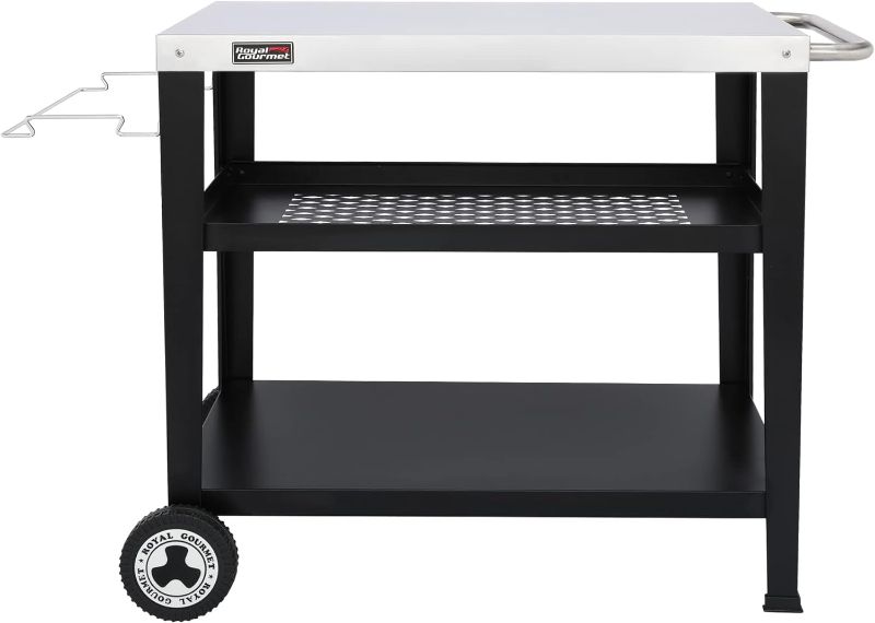 Photo 1 of 
Royal Gourmet PC3404S Rolling Dining Table with Trash Bag Holder, Outdoor Garden Patio BBQ Kitchen Food Prep Table Cart, 34"L x 20"W