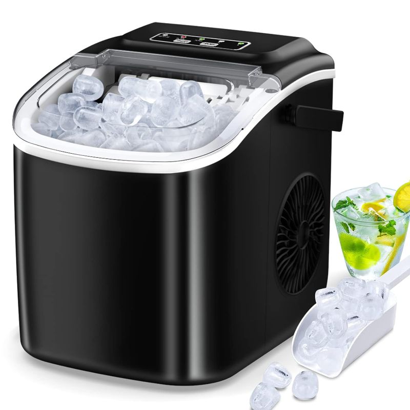 Photo 1 of 
Countertop Ice Maker, Portable Ice Maker Machine with Carry Handle, Self-Cleaning Ice Makers, 9 Bullet Ice in 6 Mins, 26.5Lbs/24H with Ice Bags