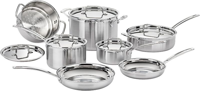 Photo 1 of (READ FULL POST) Cuisinart 12 Piece Cookware Set, MultiClad Pro Triple Ply, Silver, MCP-12N