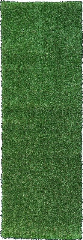 Photo 1 of 
Ottomanson Artificial Grass Turf 22" x 8' Indoor Outdoor Faux Grass Rug with Drainage Holes, Customizable with Extra Long Size Options