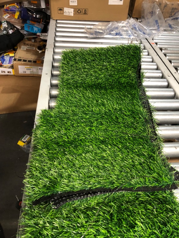 Photo 3 of 
Ottomanson Artificial Grass Turf 22" x 8' Indoor Outdoor Faux Grass Rug with Drainage Holes, Customizable with Extra Long Size Options