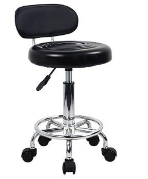 Photo 1 of ***PARTS ONLY******NON REFUNDABLE***KKTONER PU Leather Modern Rolling Stool with Low Back Height Adjustable Work Salon Drafting Swivel Task Chair with Footrest (Black)
