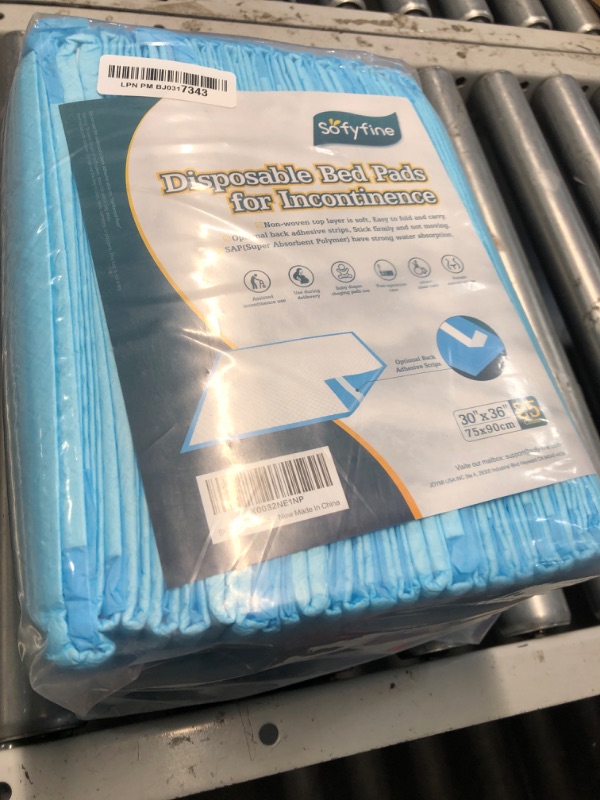 Photo 2 of ***FACTORY SEALED***SOFYFINE Bed Pads with Adhesive Strip 30"x36" Thicken Elderly Adults Incontinence Underpads Disposable,Heavy Duty Absorbent Chucks Waterproof,XL Extra Large Puppy Pee Training Pad[25 Pads]