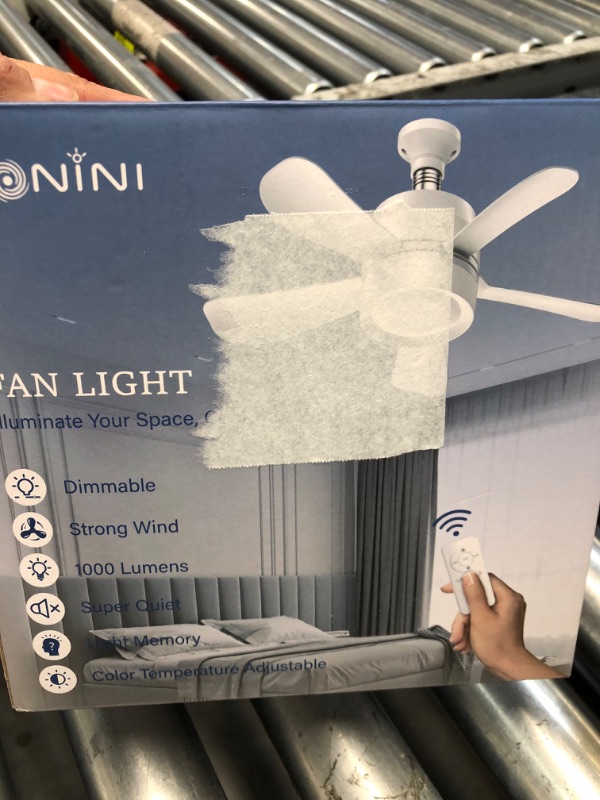 Photo 2 of 5.9 INCH X15 Socket Fan Light Ceiling Fans with Lights and Remote | Dimmable LED Ceiling Fan with 3 Colors 3000K-6500K?1100 Lumens| | 5 Blades, 3 Speeds |Need Ventilation, for Small Attic, Walk in Closet