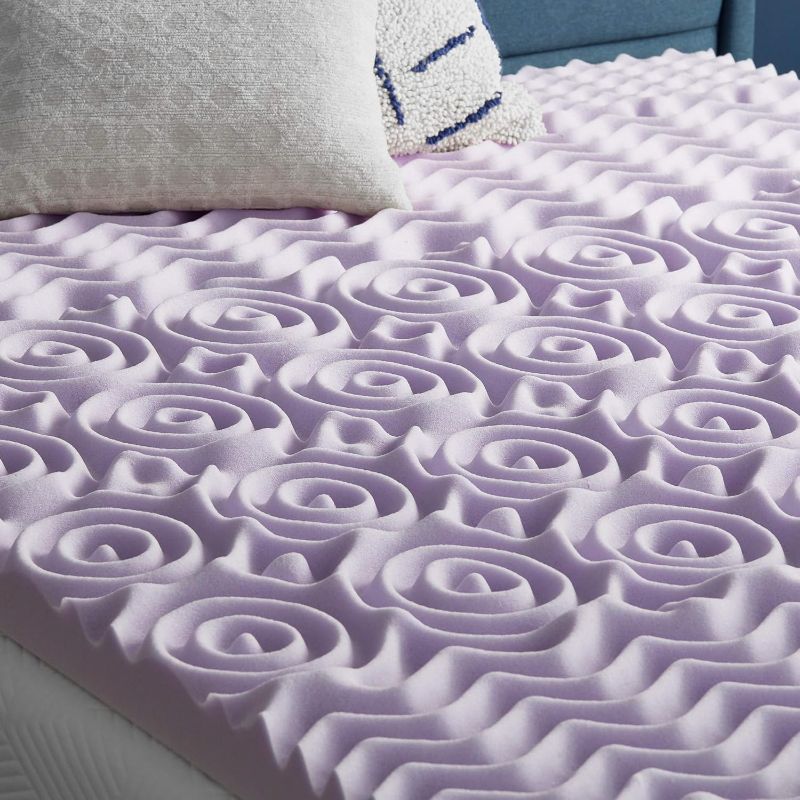 Photo 1 of  3 Inch Lavender Memory Foam Plush-Calming Targeted Convoluted Comfort Zones Mattress Topper, King