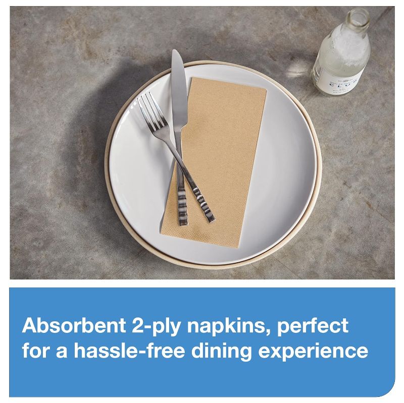 Photo 1 of **3-PACK **
Tork Natural Dinner Napkin, 1/8 Fold 2-ply, 15" x 16.3", 126 napkins,