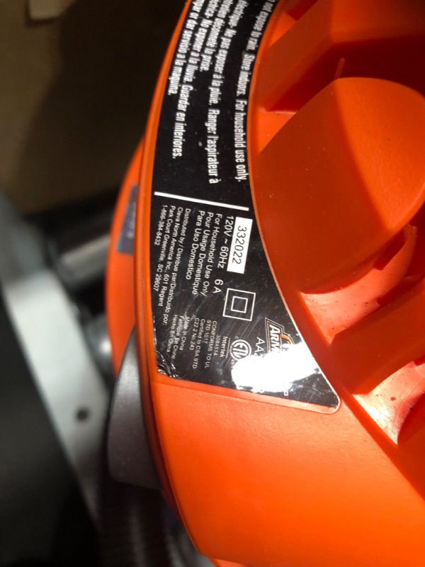 Photo 3 of ***USED AND DIRTY - DOESN'T POWER ON - UNABLE TO TROUBLESHOOT***
Armor All, AA255 , 2.5 Gallon 2 Peak HP Wet/Dry Utility Shop Vacuum , Orange