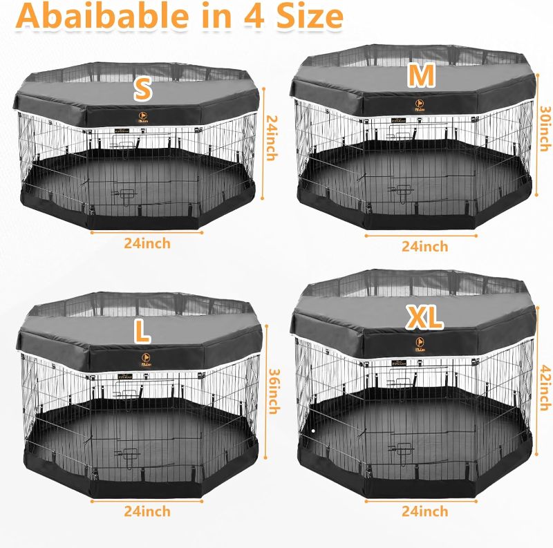 Photo 4 of (READ FULL POST) PJYuCien 8 Panel 24" W x 42" H Foldable Exercise Metal Pet Playpen with Door, Bottom Pad and Top Cover, Dog Fence/Puppy Pen/Rabbit Yard/Small Animal Kennels, Indoor/Outdoor. (MESH/SOLID) 