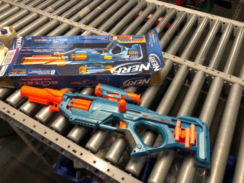 Photo 2 of Nerf Elite 2.0 Eaglepoint RD-8 Blaster - 8-Dart Drum, Detachable Scope and Barrel, 16 Official Nerf Elite Darts, Bolt Action Standard Packaging