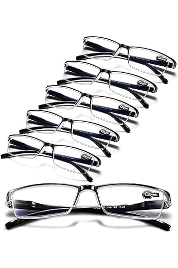 Photo 1 of (1.75) 6PCS Reading Glasses Men - Unbreakable Blue Light Blocking Black  (1.75)
