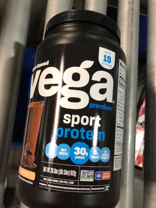 Photo 1 of ***(EXP: July 17 2024 )NONREFUNDABLE***Vega Sport Protein Powder Mocha (19 Servings, 28.6 Ounce) - Plant-Based Vegan Protein Powder, BCAAs, Amino Acid, tart cherry, Non Dairy, Keto-Friendly, Gluten Free, Non GMO (Packaging May Vary)