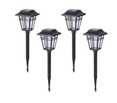 Photo 1 of  4-Pack 10-Lumen Black Solar Integrated LED Outdoor Path Light Kit  
