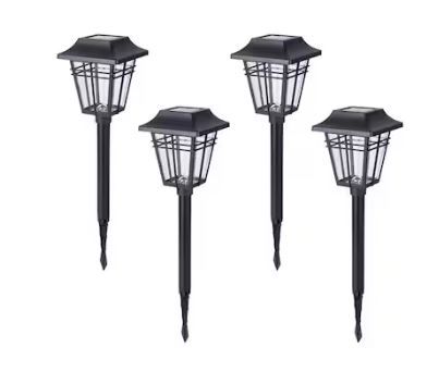 Photo 1 of 4-Pack 10-Lumen Black Solar Integrated LED Outdoor Path Light Kit