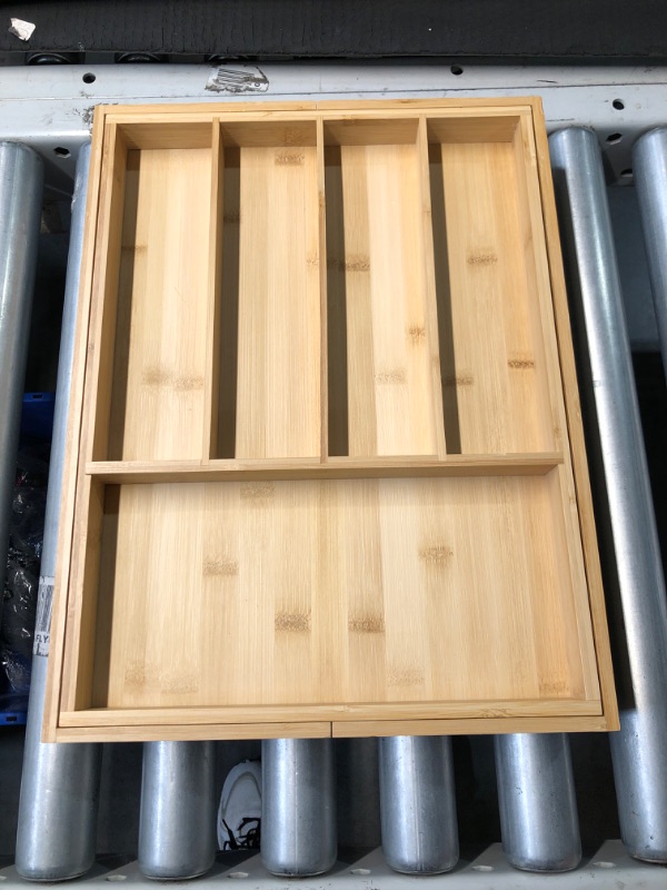 Photo 2 of (READ FULL POST)  Supplier: Bamboo Wood Drawer Organizer, Silverware Drawer Organizer, Kitchen Drawer Organizer with Drawer Dividers and removable knife block. – 12.75-22 x 17 x 2 In (Brown)
