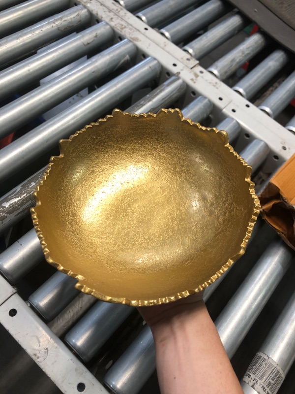 Photo 3 of (READ FULL POST) Red Co. 8.75” Gold Moon Decorative, Asymmetrical Torn, Hammered Metal Centerpiece Bowl with Sculpted Edges