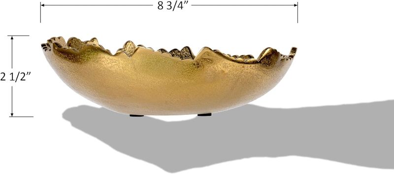 Photo 4 of (READ FULL POST) Red Co. 8.75” Gold Moon Decorative, Asymmetrical Torn, Hammered Metal Centerpiece Bowl with Sculpted Edges