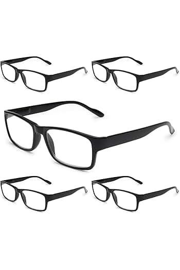 Photo 1 of (1.75) Gaoye 5-Pack Reading Glasses Blue Light Blocking,Spring Hinge Readers for Women Men Anti Glare Filter Lightweight Eyeglasses (5-pack Light Black, 1.75)
