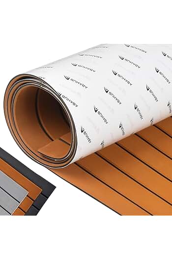 Photo 1 of (set of two)  Abahub EVA Foam Boat Decking 96'' /36''/ 24''  Self-Adhesive Faux Teak Marine Flooring Sheet Traction Pad for Boats Surfboard Swim Platform RV Floor
