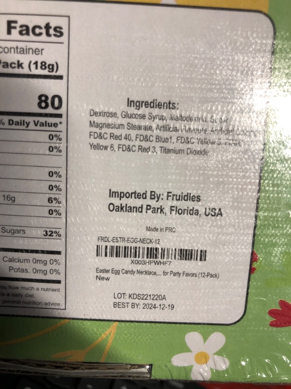 Photo 2 of (2/ 12 PACKS) *NON-REFUNDABLE- EXP. 12.19.24***Fruidles Easter Bunny Candy Necklace, Multicolor Fruit-Flavored Chewables for Party Favors (12-Pack)