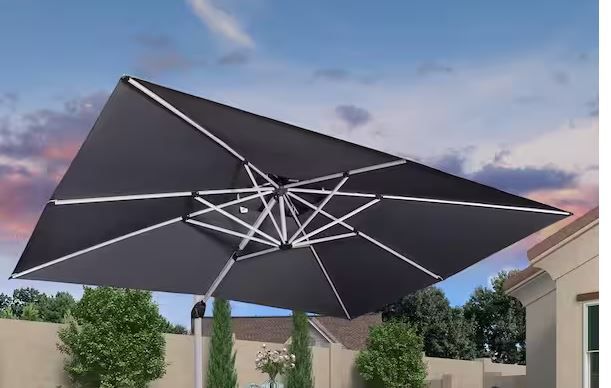 Photo 1 of ***USED - NO STAND OR BASE - CANOPY AND FRAME ONLY - SEE PICTURES***
10 ft. x 13 ft. High-Quality Aluminum Cantilever Polyester Outdoor Patio Umbrella with Stand, Gray