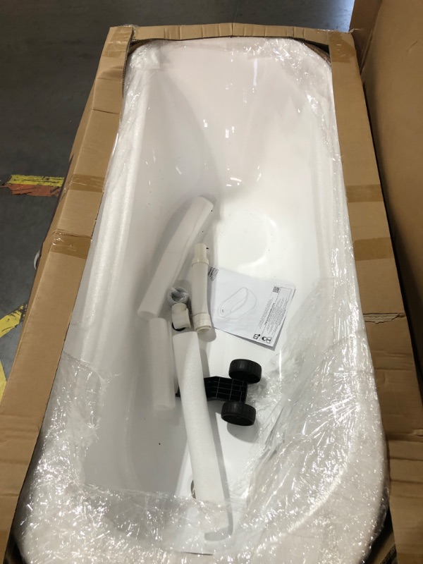 Photo 4 of **minor scratches on item**
Cantora 60 in. Freestanding Flatbottom Single-Slipper Soaking Bathtub with Reversible Drain in White