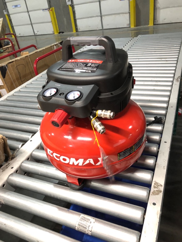 Photo 2 of ***HEAVILY USED - SEE COMMENTS***
Air Compressor, Portable Air Compressor, 6 Gallon, Pancake Air Compressor, Max 150 PSI, 2.6 CFM @90 Psi, Oil Free Small Electric Air Compressor for Car, Home and Jobsite, Red Model: 0210673