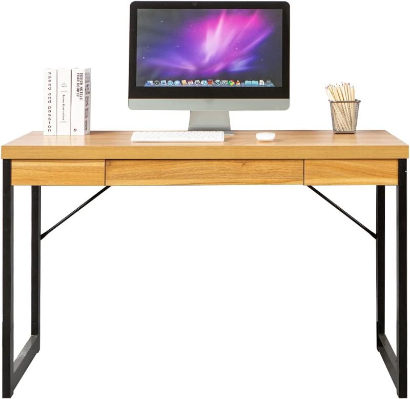 Photo 1 of 
Need Computer Desk Office Desk 55 inches Folding Table Computer Table Workstation No Install Needed,Teak Black AC5BB-140X