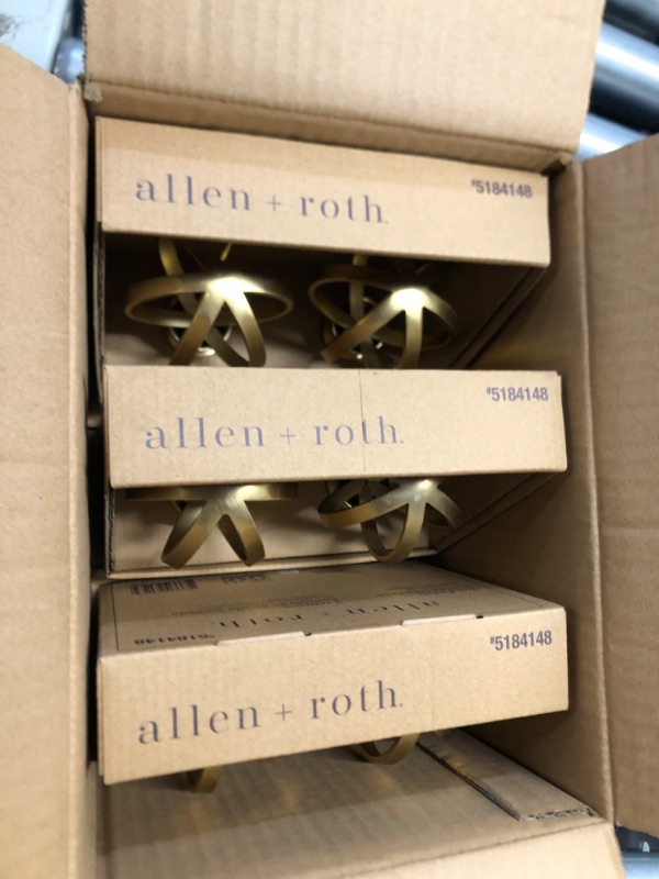 Photo 2 of allen + roth 3 2-Packs (6 total) Brushed Gold Steel Curtain Rod Finials