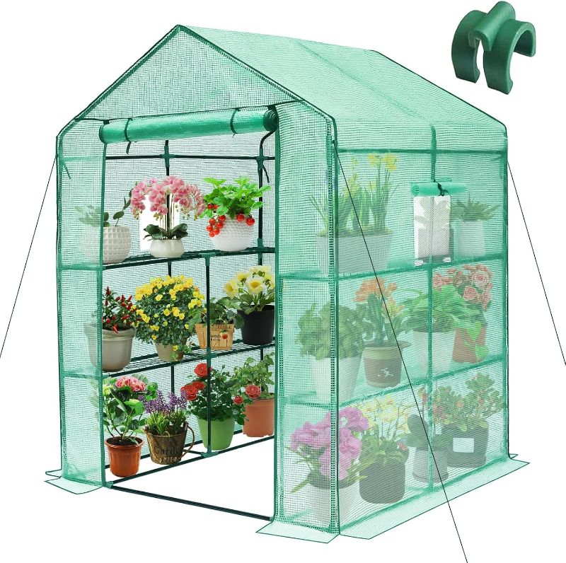 Photo 1 of 
Greengro Greenhouse, 56 x 56 x 75'' Greenhouses for Outdoors, Durable Green House Kit with Window, Thicken PE Cover, 3 Tiers 8