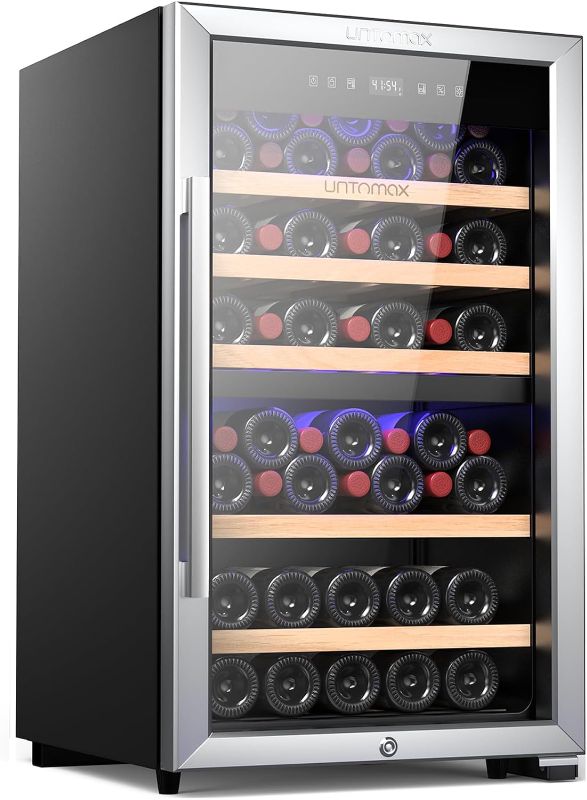 Photo 1 of **NON-REFUNDABLE, PARTS ONLY** UNTOMAX Wine Fridge Dual Zone 52 Bottles (Bordeaux 750ml),Wine Cooler Refrigerator Freestanding w/Lock,41F-68F Digital Temperature Contro