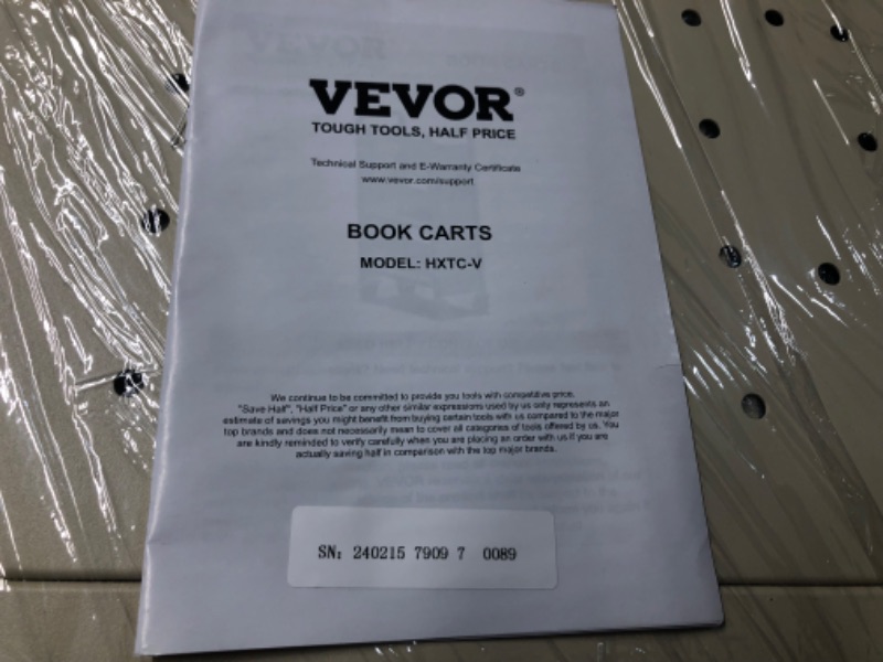 Photo 3 of ***USED - LIKELY MISSING PARTS - UNABLE TO VERIFY FUNCTIONALITY***
VEVOR Book Cart, 330 lbs Library Cart, 31.1" x 15.2" x 49.2" Rolling Book Cart, Single Sided V-Shaped Sloped Shelves with 4-Inch Lockable Wheels for Home Shelves Office and School, Book Tr