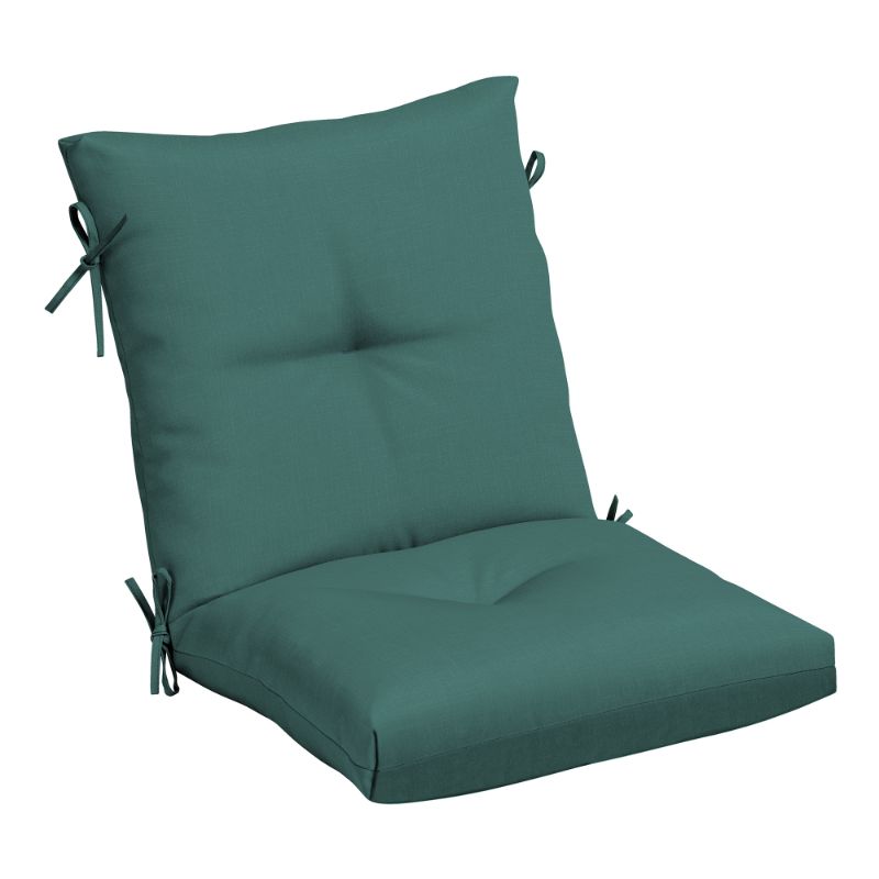 Photo 1 of (Pack of 3) Arden Selections Outdoor Plush Modern Tufted Blowfill Dining Chair Cushion, 21 x 40, Water Repellent, Fade Resistant, Tufted Cushion for Dining and Bistro Chairs, Peacock Blue Green Texture