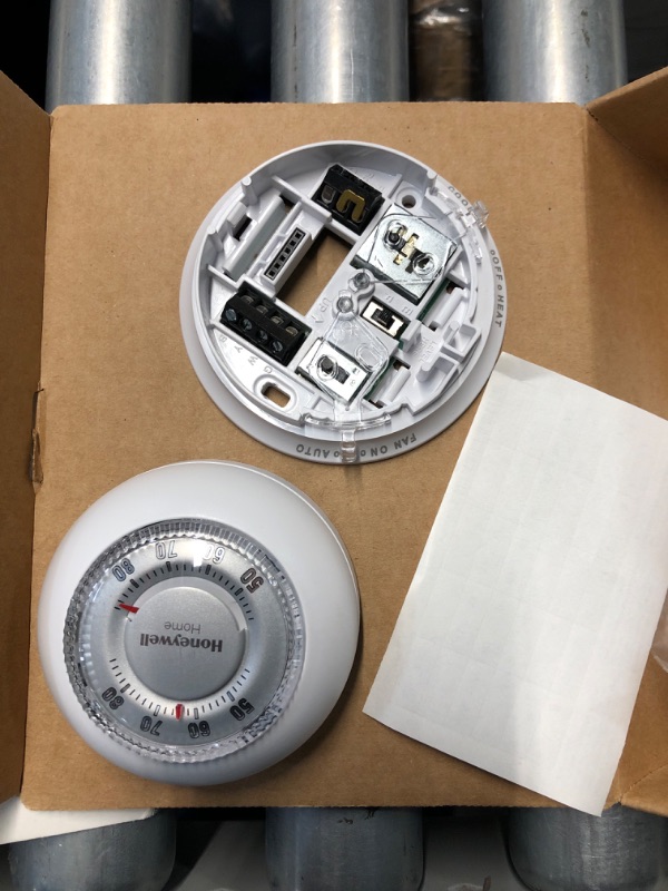 Photo 3 of [CLEAR CASE NOT INCLUDED] Honeywell Home CT87N1001 The Round Heat/Cool Manual Non-Programmable Thermostat + Honeywell Home CG510A Small Thermostat Guard Thermostat + Guard