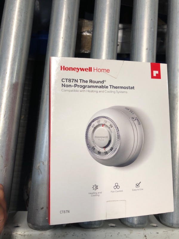 Photo 2 of [CLEAR CASE NOT INCLUDED] Honeywell Home CT87N1001 The Round Heat/Cool Manual Non-Programmable Thermostat + Honeywell Home CG510A Small Thermostat Guard Thermostat + Guard