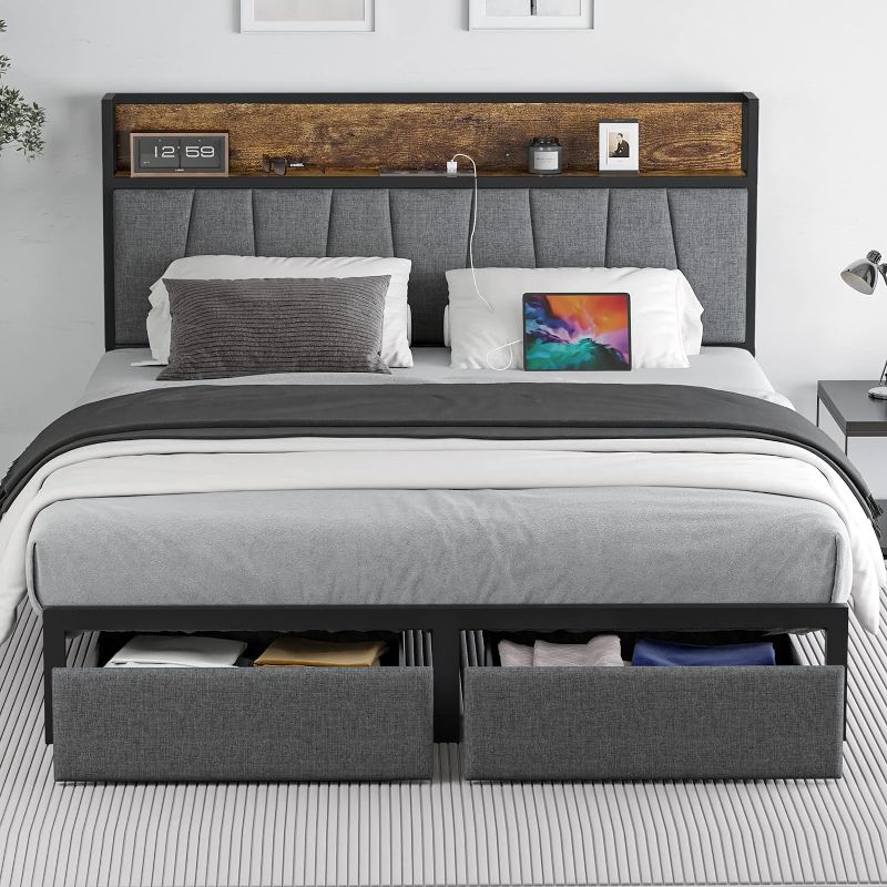 Photo 1 of [STOCK PHOTO  FOR REFERANCE, DRAWERS NOT INCLUDED] Queen Size Bed Frame with Headboard 