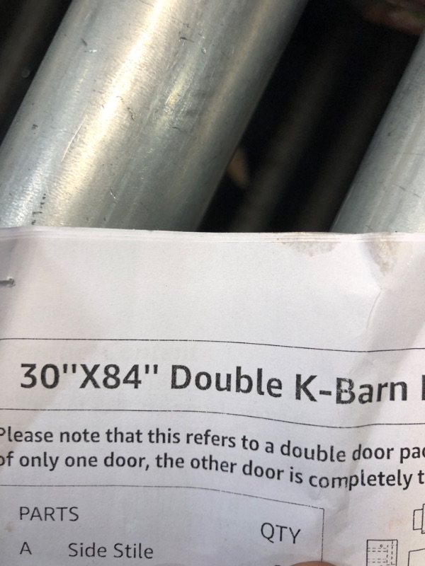 Photo 6 of [MISSING HARDWARE] 30" X 84" Inch Doors) Barn Doors with 8FT Barn Door Hardware Kit and Handle Included K Shape Solid Spruce Wood Panel Need to Assembly