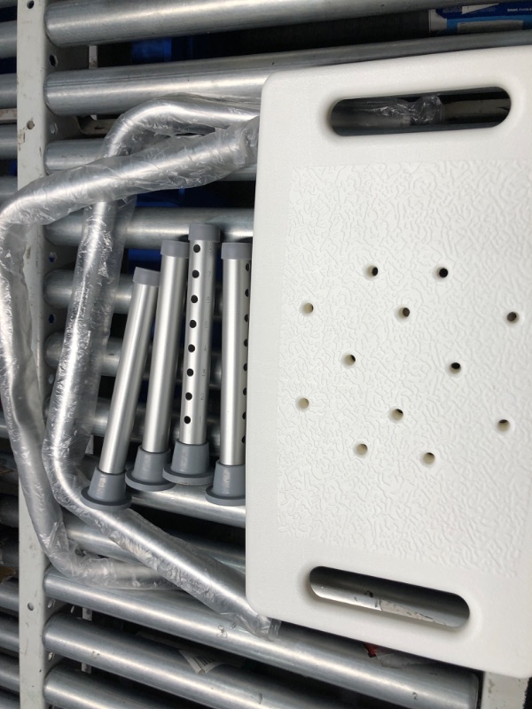 Photo 1 of [MISSING HARDWARE] Medline Shower Chair Without Back, Bath Bench Supports up to 300LBS WHITE