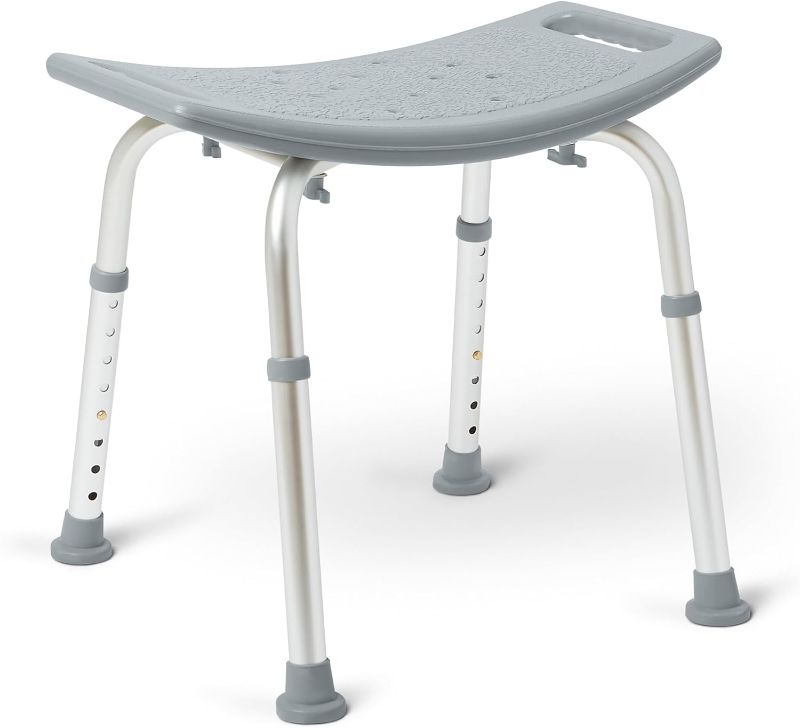 Photo 1 of [MISSING HARDWARE] Medline Shower Chair Without Back, Bath Bench Supports up to 300LBS WHITE