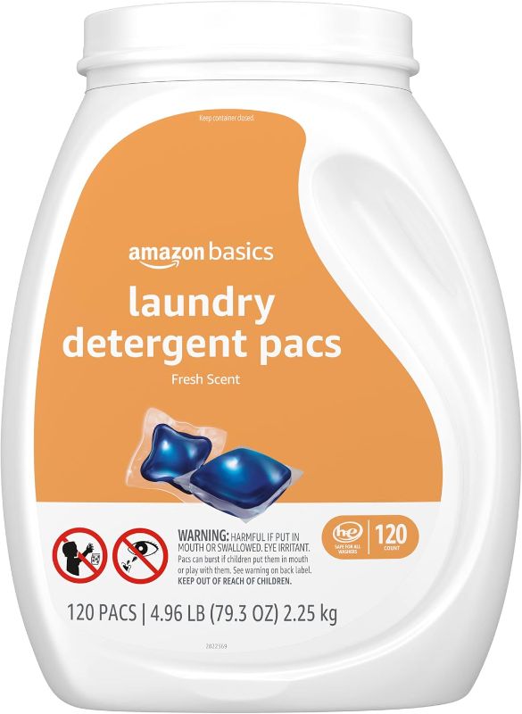 Photo 1 of **PREV OPENED UNKNONW IF MISSING ANY STILL SEEMS FULL**
Amazon Basics Laundry Detergent Pacs, Fresh Scent, 120 count (Previously Solimo)