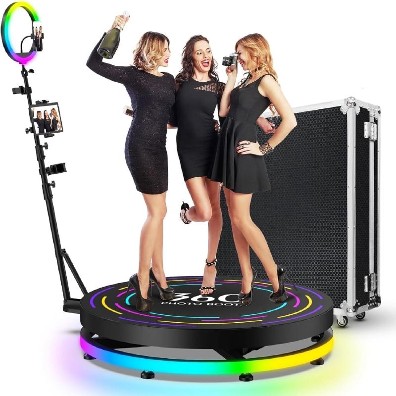 Photo 1 of 
360 Photo Booth Machine for Parties 31.6" with Free Customized Logo, RGB Ring Light, Sturdy Flight Case