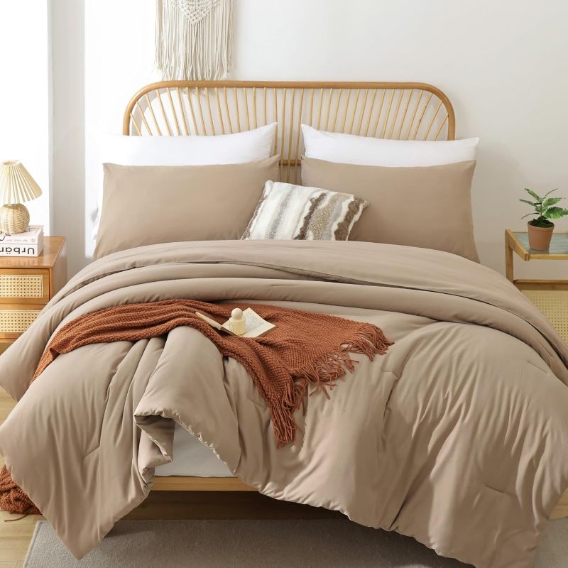 Photo 1 of 
ROSGONIA Queen Comforter Set Taupe Brown, 3pcs(1 Boho Tan Comforter & 2 Pillowcases) All Season Soft Bedding Lightweight Bedspread Blanket Quilt