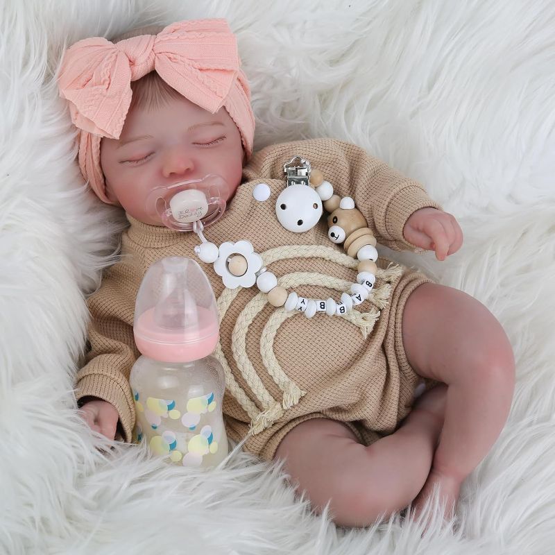 Photo 1 of 
Lifelike Reborn Baby Dolls-20 inch Sleeping Realistic Newborn Baby Dolls, Soft Cloth Body with Feeding Toy for Kids Age 3 