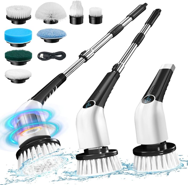 Photo 1 of 
Electric Spin Scrubber, Jorking Cordless Power Scrubber Up to 420RPM Powerful Cleaning, Shower Scrubber for Cleaning Bathtub, Tile and Floor with 8