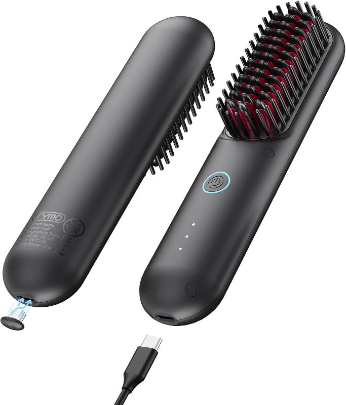 Photo 1 of 
TYMO Cordless Hair Straightener Brush - Porta ECO Portable Straightening Brush for Travel, Mini Hot Straightening Comb