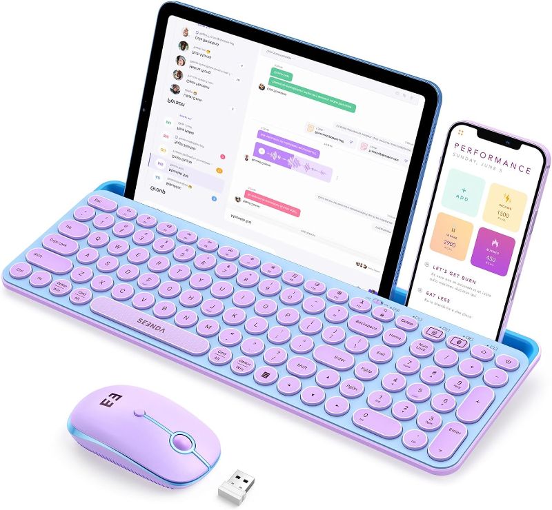 Photo 1 of 
seenda Bluetooth Keyboard and Mouse for iPad, Multi-Device Bluetooth + 2.4G Wireless Keyboard Mouse with Tablet Holder for MacBook/Windows