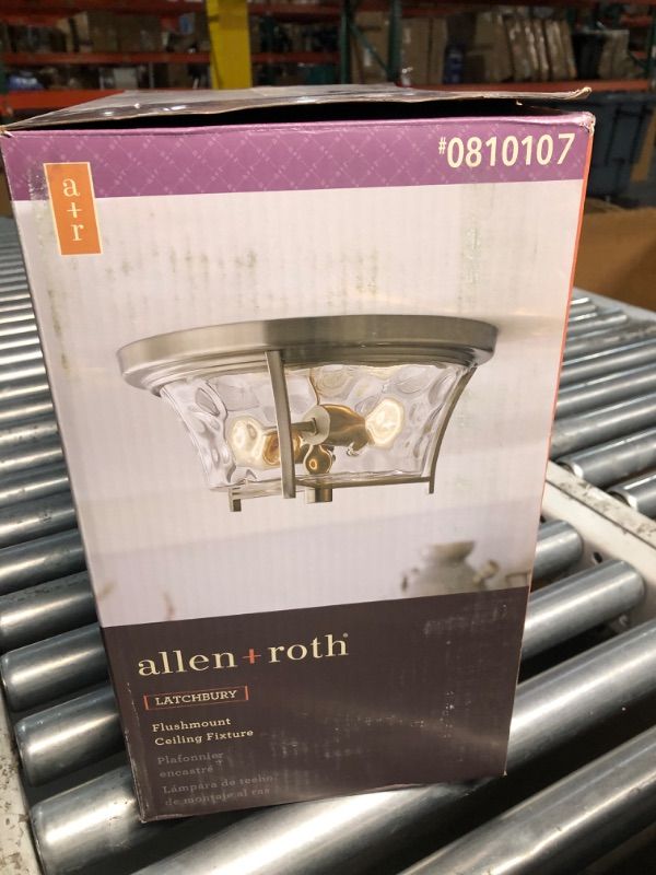 Photo 3 of allen + roth Latchbury 14.02-in W Aged Bronze Transitional Standard Flush Mount Light