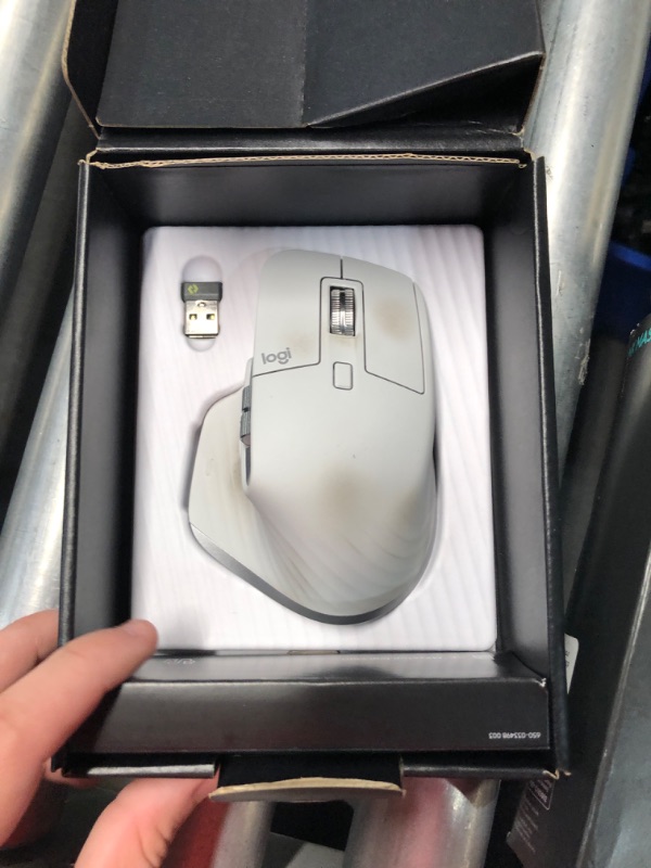 Photo 2 of ****USED AND IS DIRTY***Logitech MX Master 3S - Wireless Performance Mouse, Ergo, 8K DPI, Track on Glass, Quiet Clicks, USB-C, Bluetooth, Windows, Linux, Chrome - Pale Grey - With Free Adobe Creative Cloud Subscription